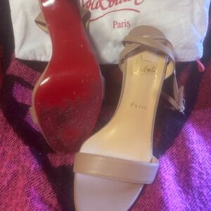 Christian Louboutin Nude Ankle Strap Heels – Authentic Red Bottoms